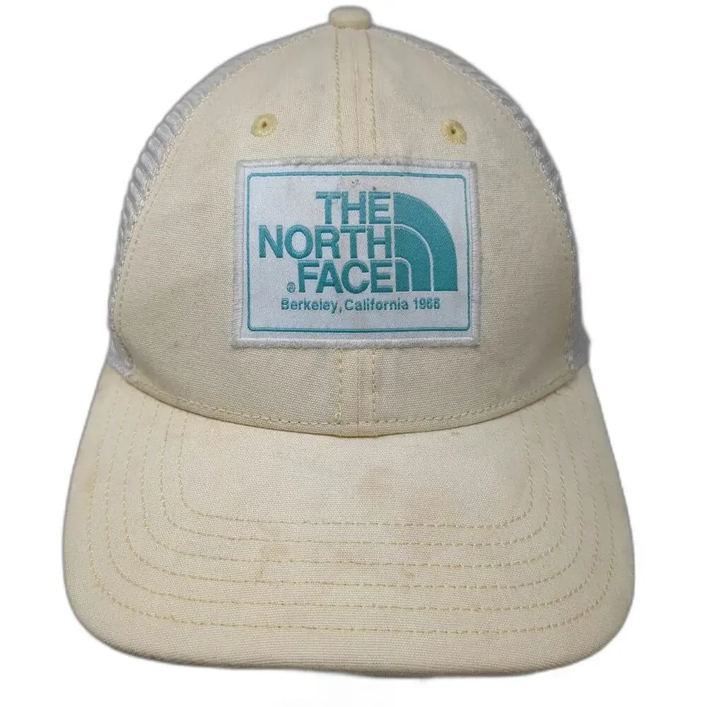 The North Face Trucker Hat Beige One Size Mesh Back Snapback Berkeley Patch Logo